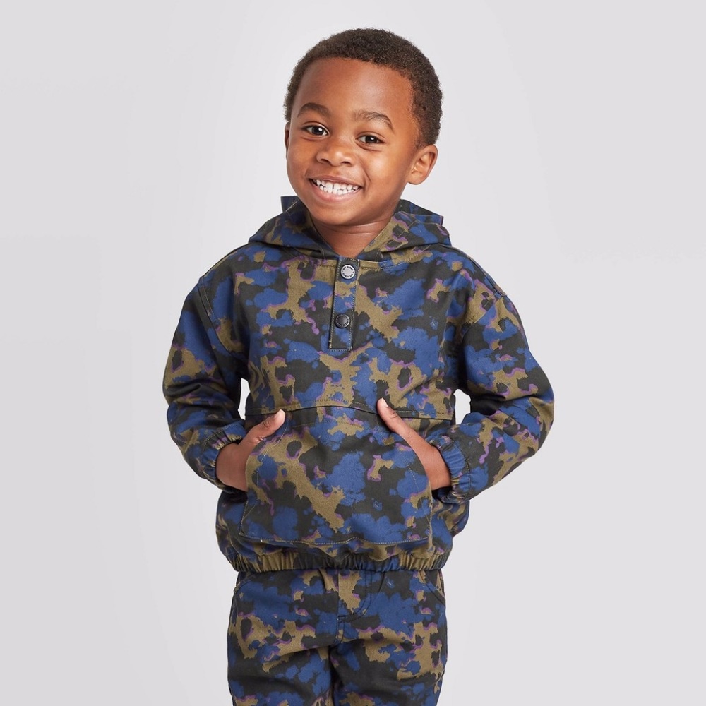 Toddler Boys' Woven Pullover with Hoodie